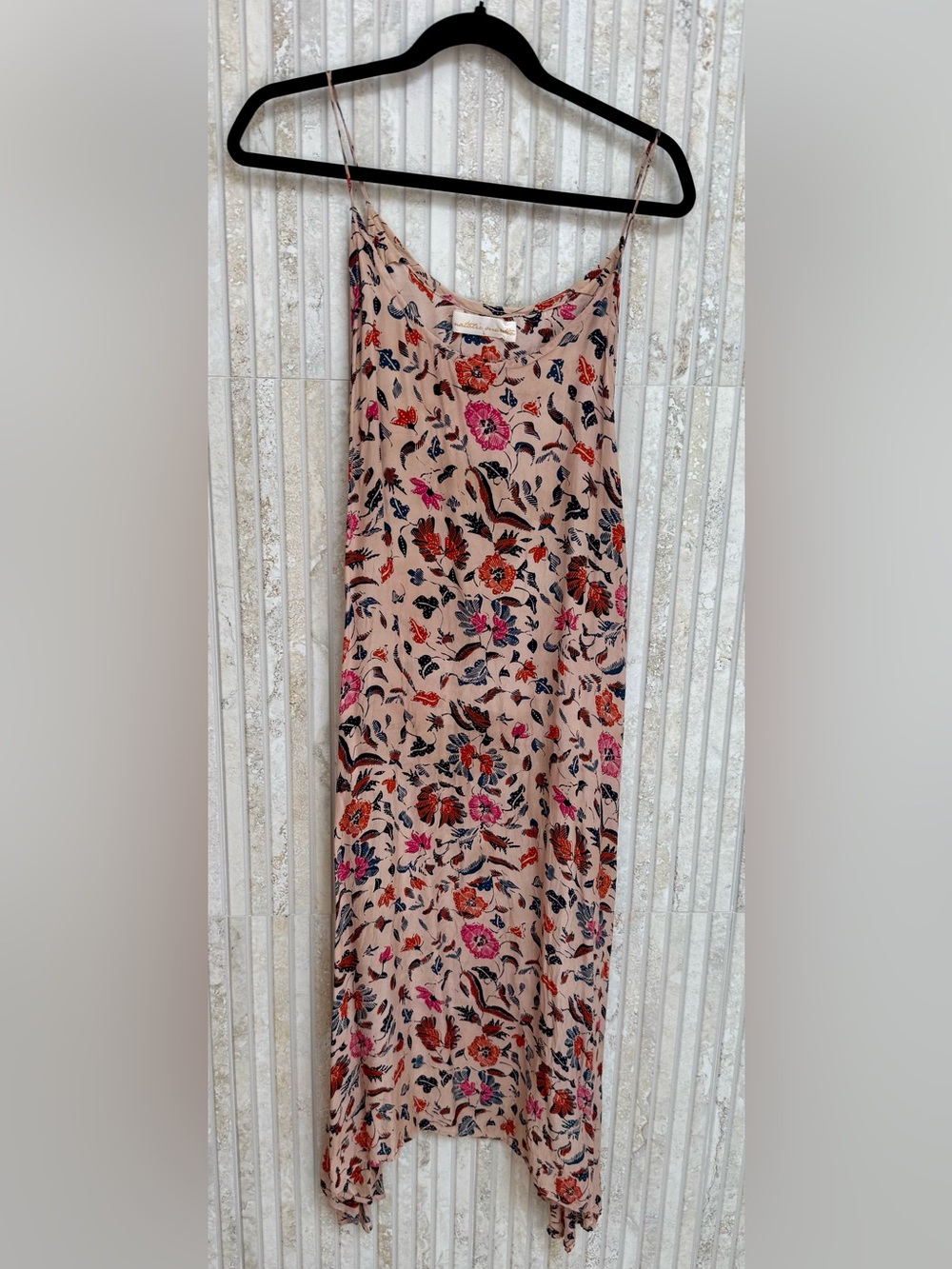 Natalie Martin Blush Floral Slip Dress with Pink & Navy Accents